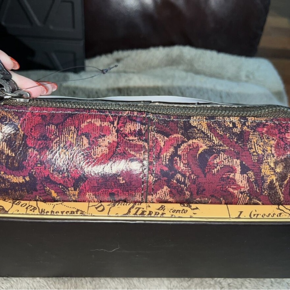 PATRICIA NASH Leather Isla Vint Floral Brocade Oblong Wristlet Wallet Purse NIB